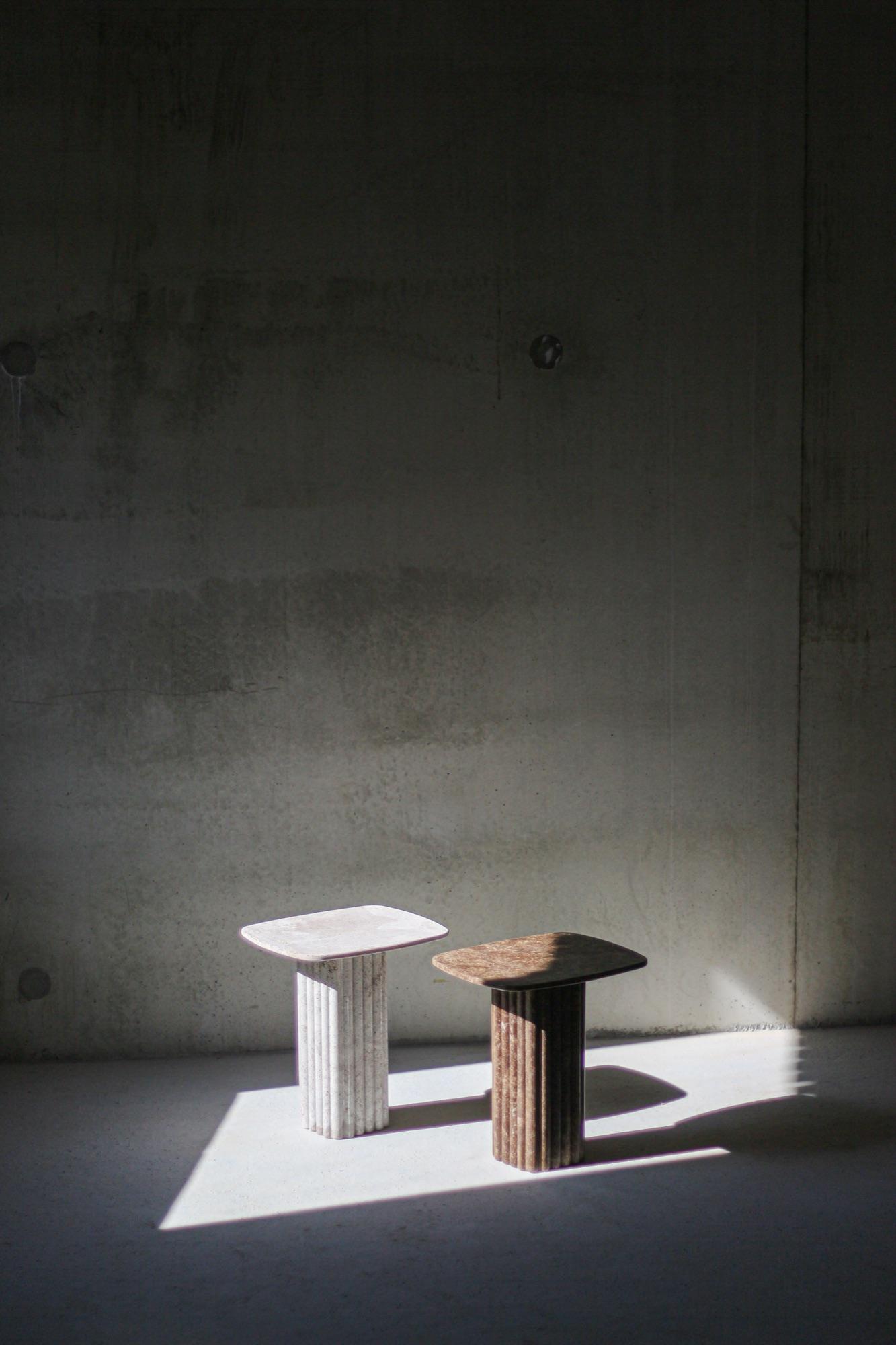 Citra recycled side table — white and brown Balt®, concrete duo